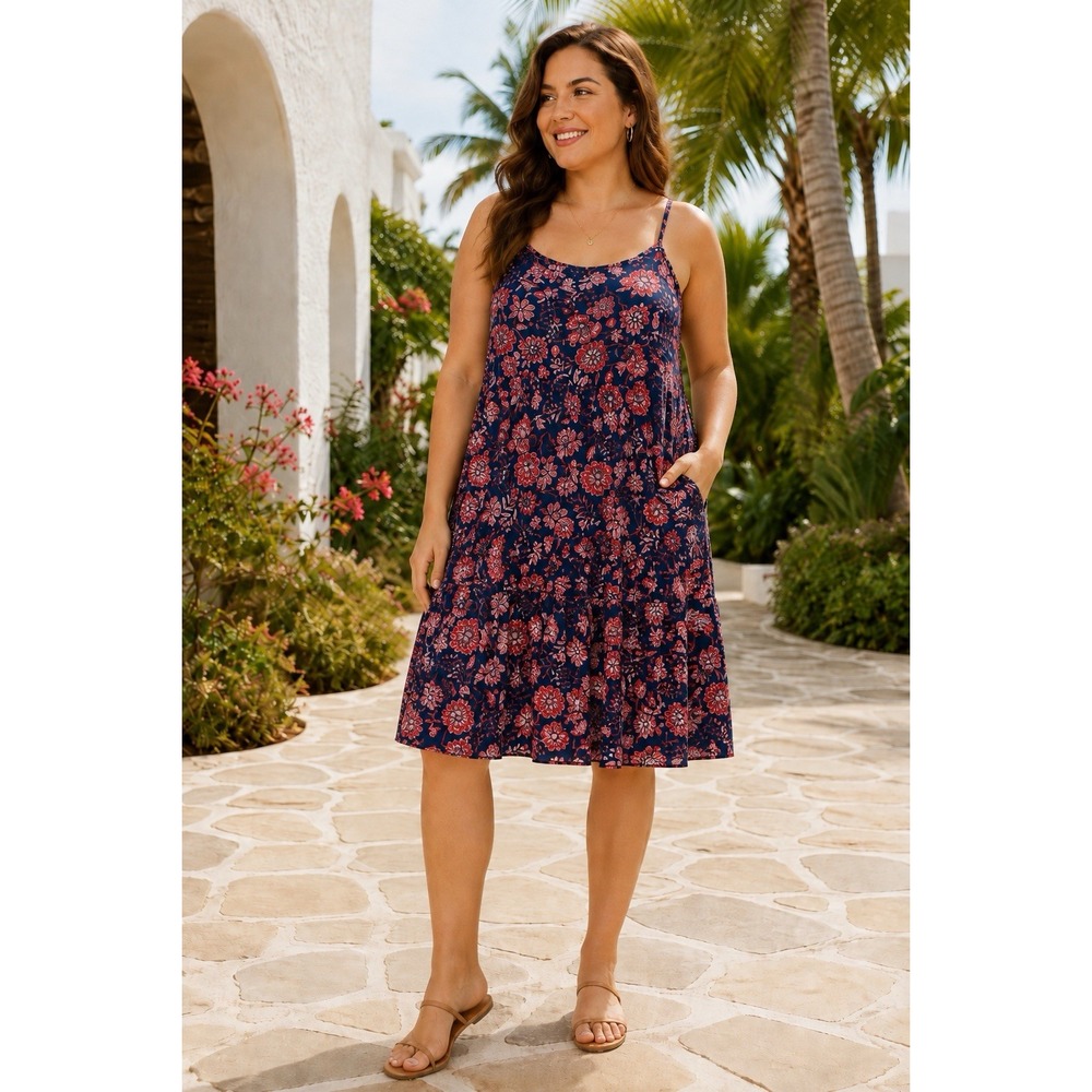 Old Navy XXL Floral Cami Dress Spaghetti Strap Babydoll Boho Pockets AB27